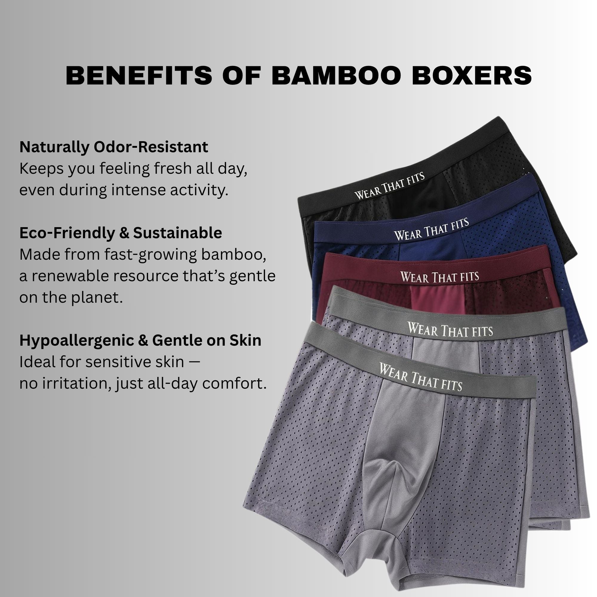 5-Pack Navy Blue Bamboo Boxers, Get 5 Free.