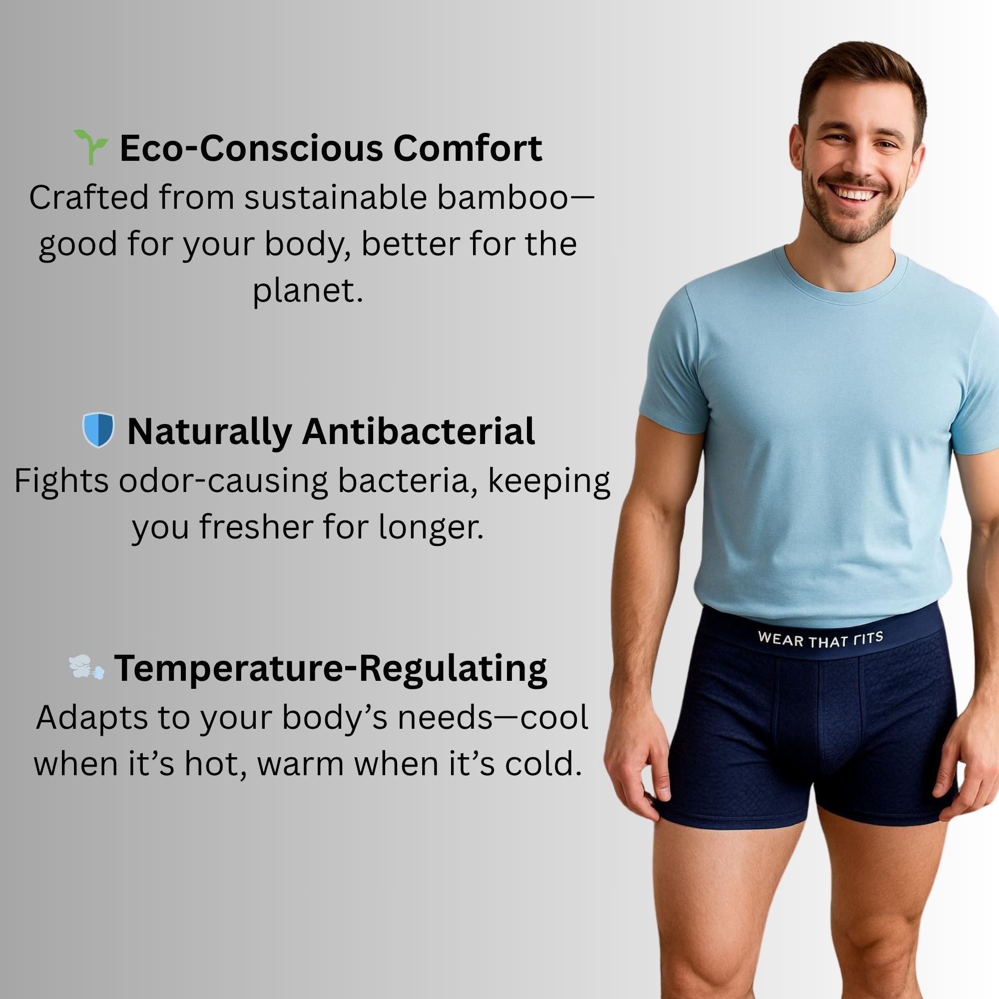 5-Pack Multi-colour Bamboo Boxers, Get 5 Free.