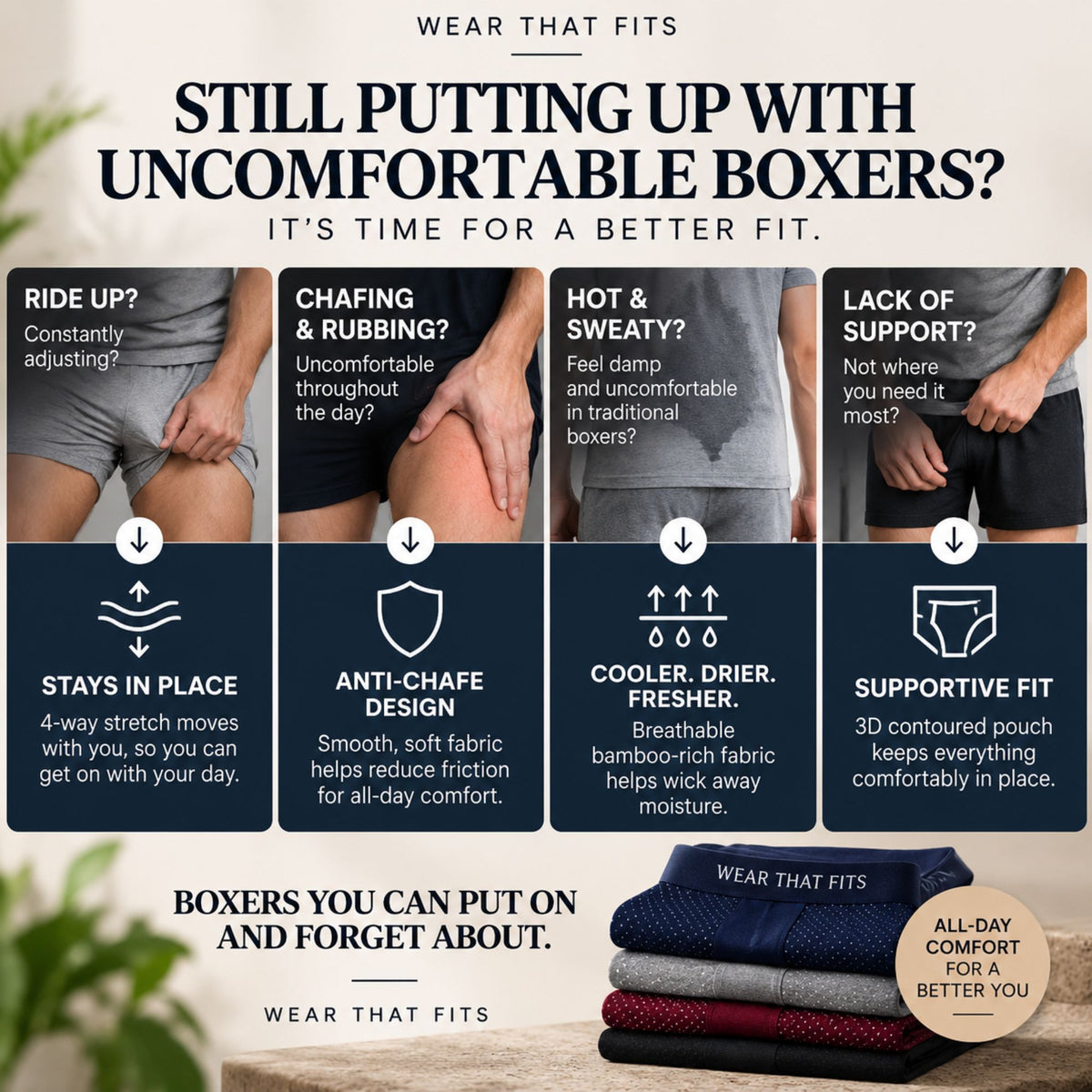 Buy 5 Get 5 Free Multi-Colour Bamboo+ Boxers.