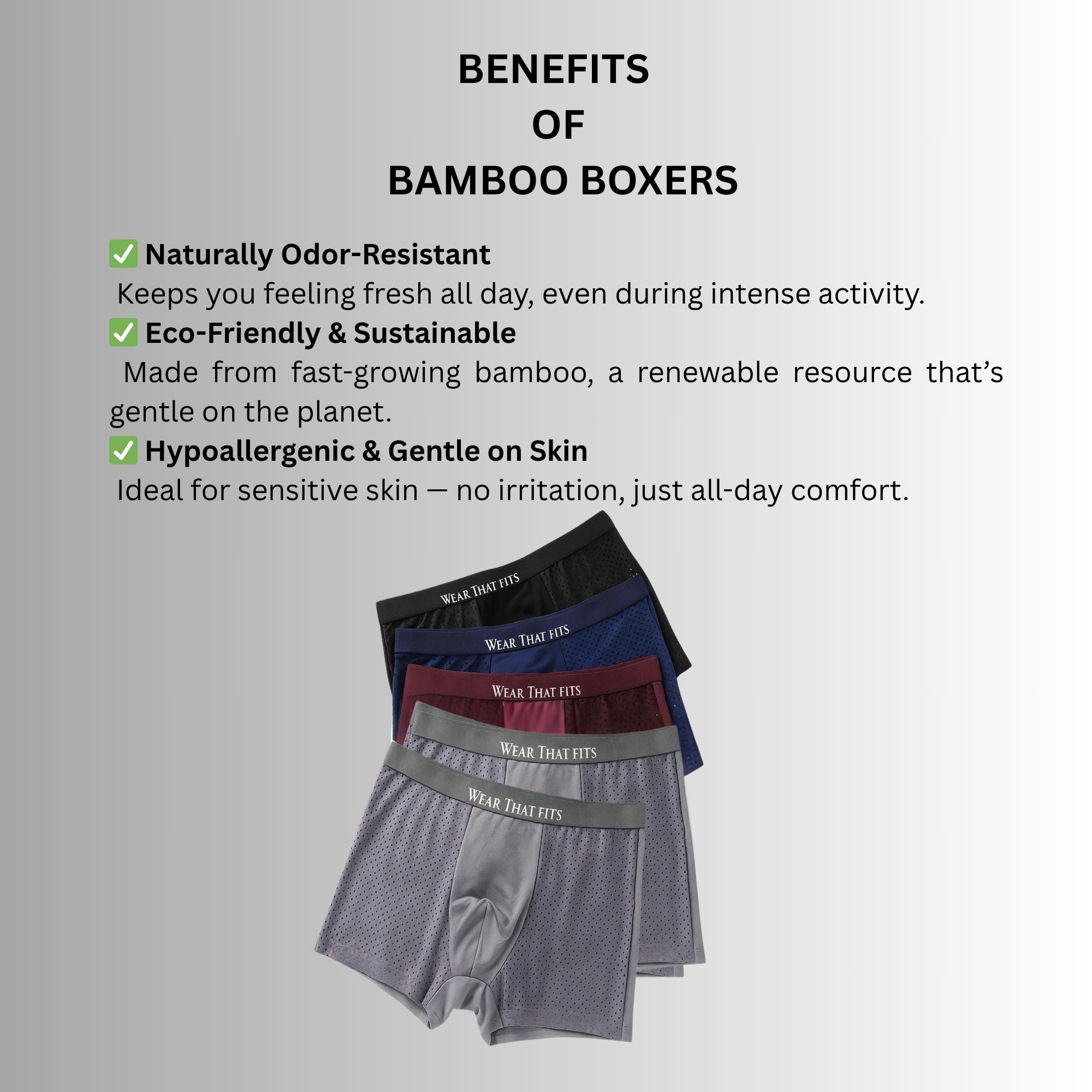 5-Pack Black Bamboo Boxers, Get 5 Free.