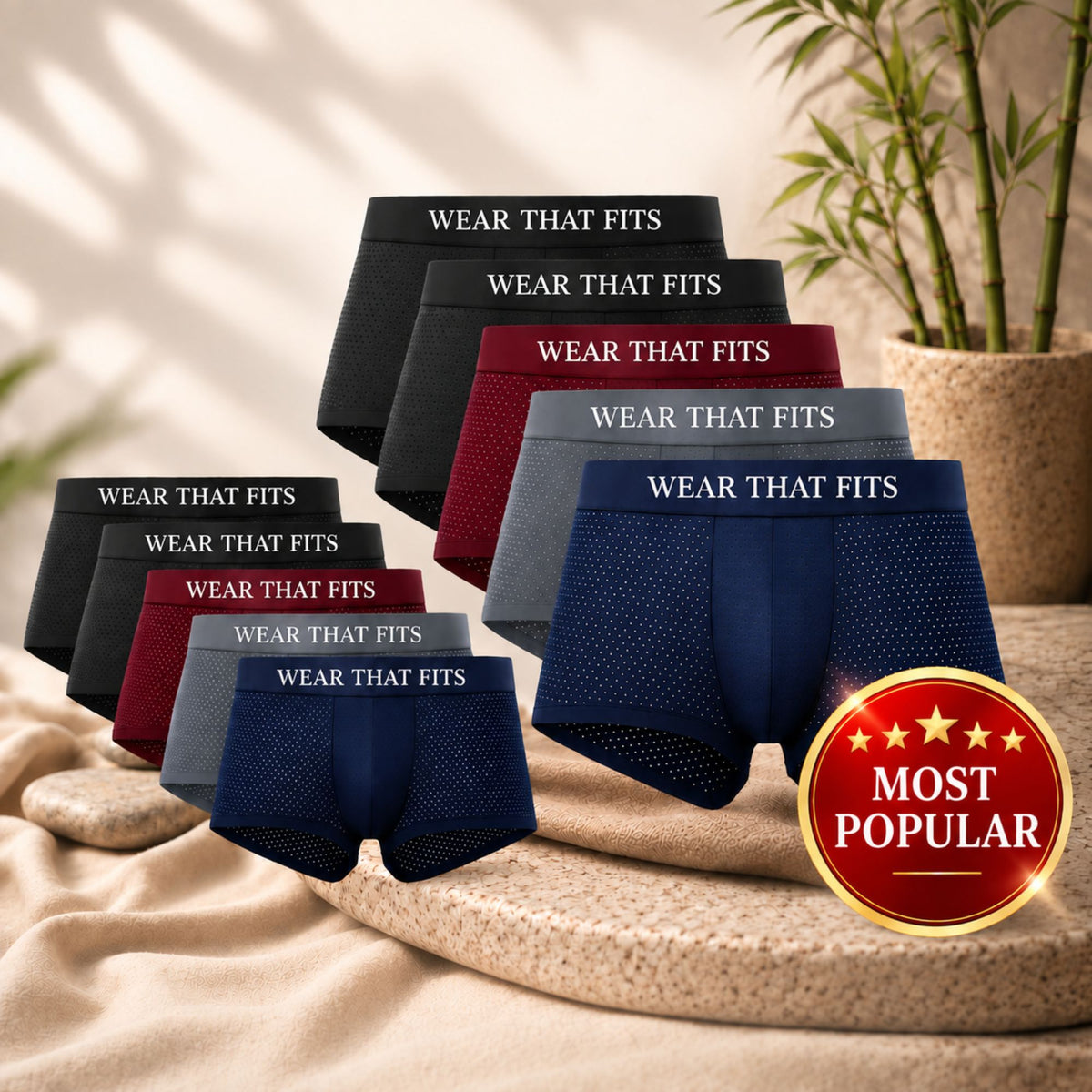 Buy 5 Get 5 Free Multi-Colour Bamboo+ Boxers.