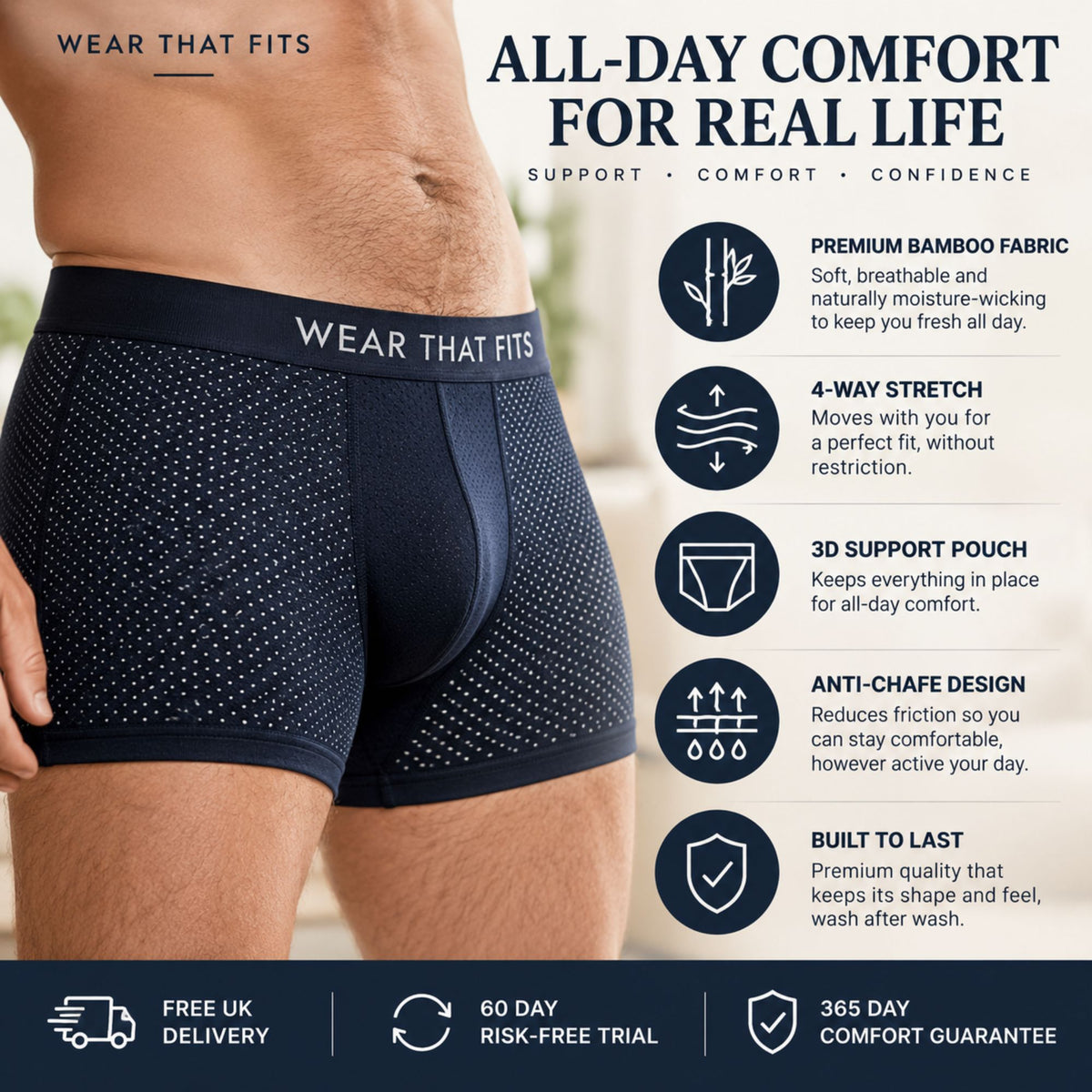 Buy 5 Get 5 Free Multi-Colour Bamboo+ Boxers.